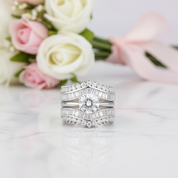 Round and Emerald Cut Diamond Option Engagement Insert Ring Set-Black Diamonds New York