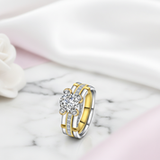 Round Diamond Option Two-Tone Ring Set-Black Diamonds New York