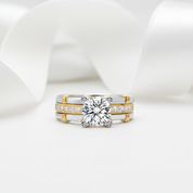 Round Diamond Option Two-Tone Ring Set-Black Diamonds New York