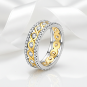 Round Diamond Option Two-Tone Infinity Ring-Black Diamonds New York
