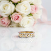 Round Diamond Option Two-Tone Infinity Ring-Black Diamonds New York