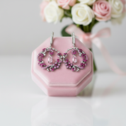 Round Flower Drop Earrings-Black Diamonds New York