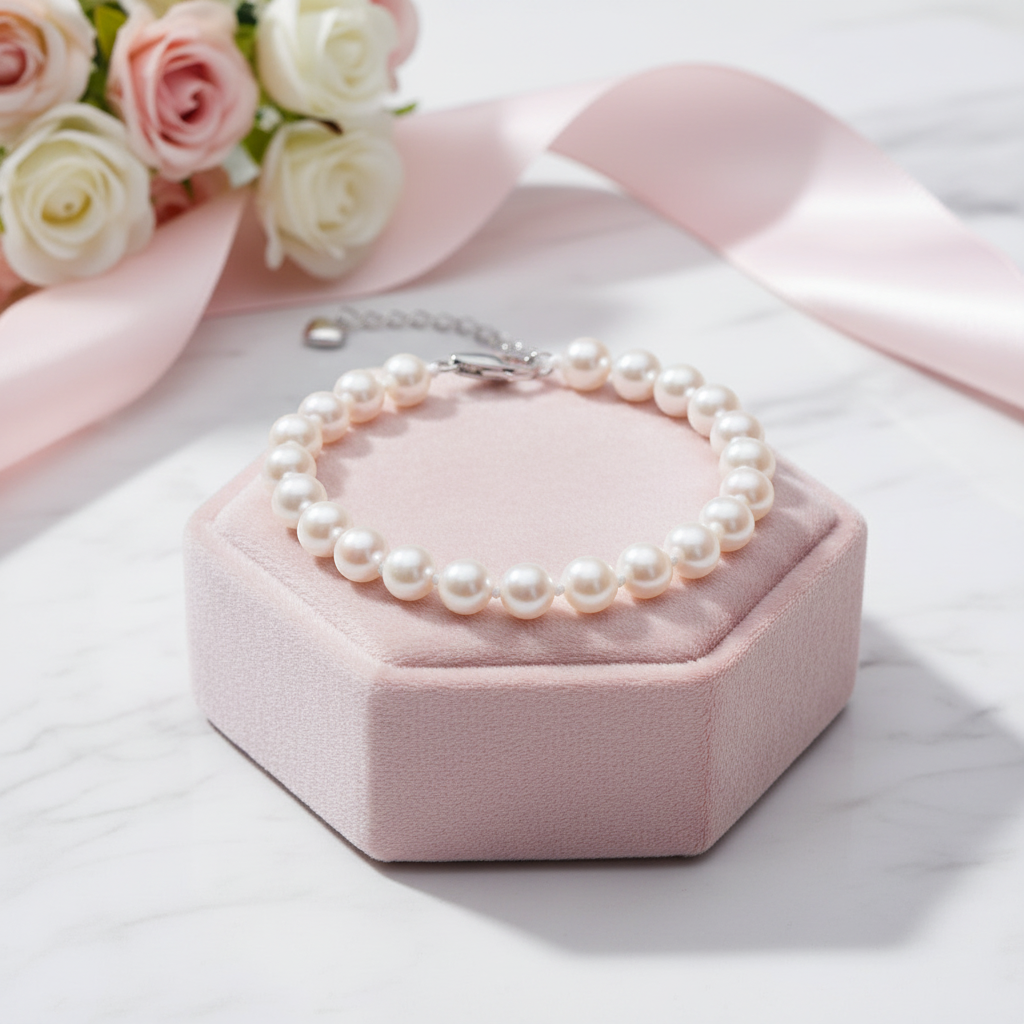 Round Freshwater Pearl Bracelet-Black Diamonds New York