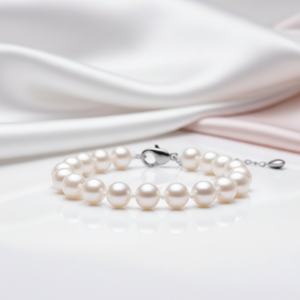 Round Freshwater Pearl Bracelet-Black Diamonds New York