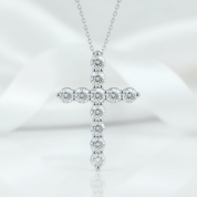 Round Full Diamond Cross Pendant Necklace-Black Diamonds New York