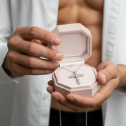 Round Full Diamond Cross Pendant Necklace-Black Diamonds New York