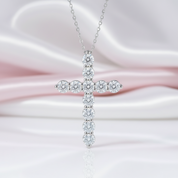 Round Full Diamond Cross Pendant Necklace-Black Diamonds New York