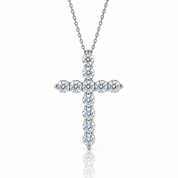 Round Full Diamond Option Cross Pendant Necklace-Black Diamonds New York