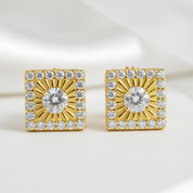 Round Diamond Square Stud Earrings-Black Diamonds New York