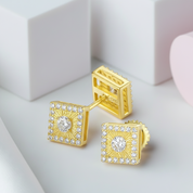 Round Diamond Square Stud Earrings-Black Diamonds New York