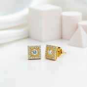 Round Diamond Square Stud Earrings-Black Diamonds New York