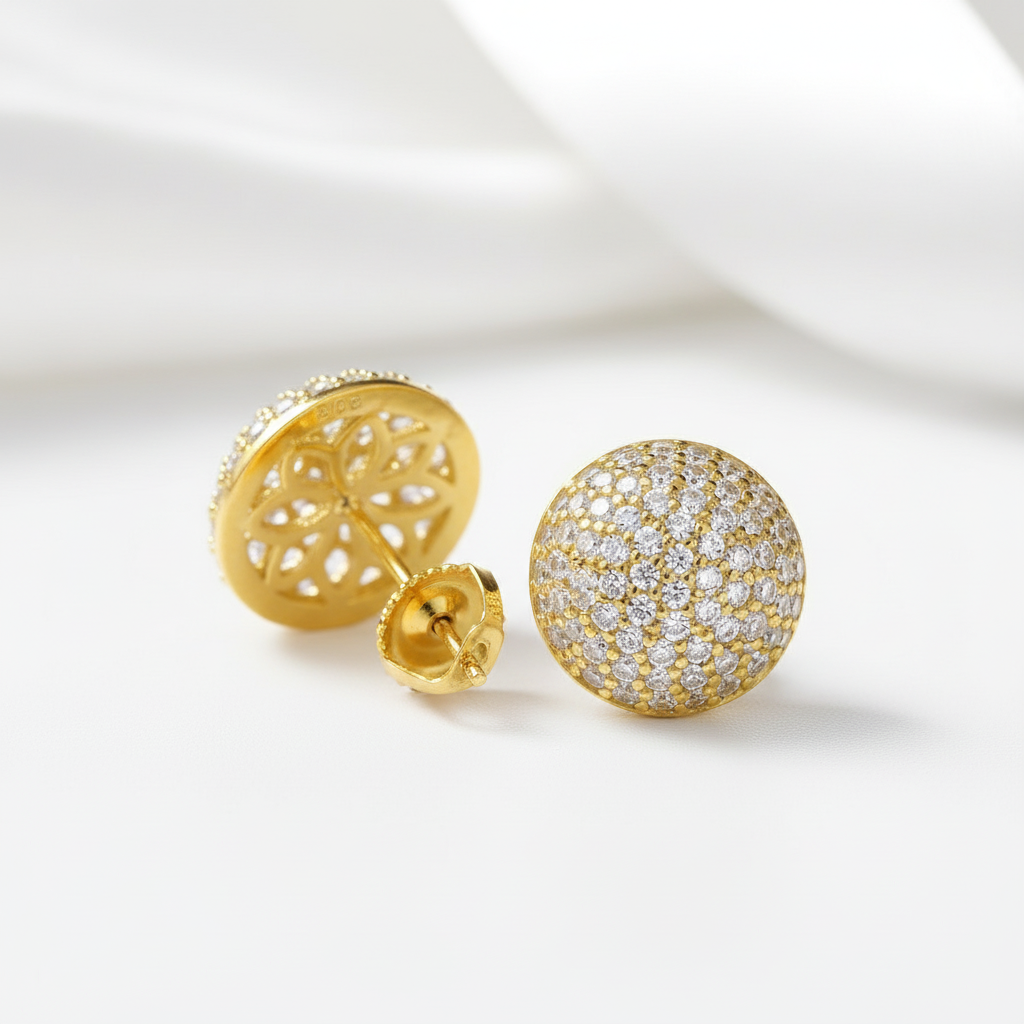 Round Diamond Retro Stud Earrings-Black Diamonds New York