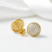 Round Diamond Retro Stud Earrings-Black Diamonds New York