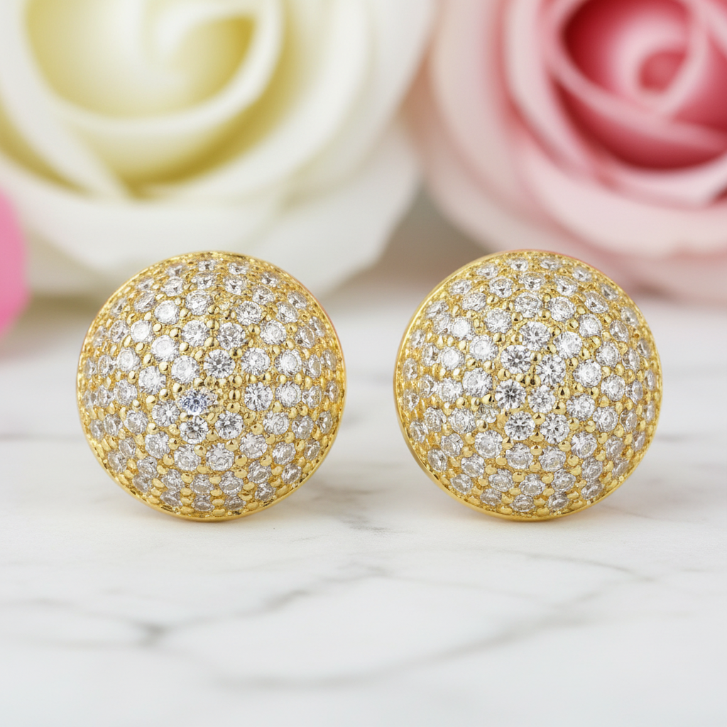 Round Diamond Retro Stud Earrings-Black Diamonds New York