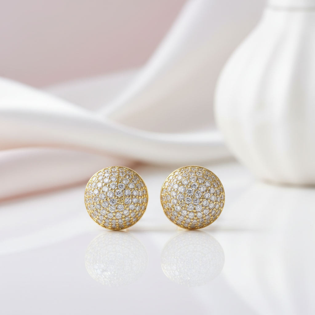 Round Diamond Option Retro Stud Earrings-Black Diamonds New York