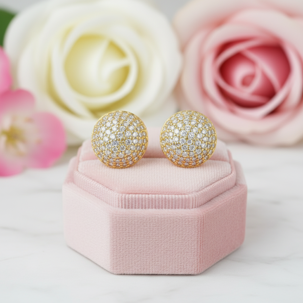 Round Diamond Retro Stud Earrings-Black Diamonds New York