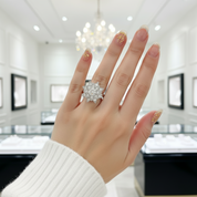 Round Diamond Vintage Sunflower Design Engagement Ring-Black Diamonds New York