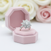 Round Diamond Vintage Sunflower Design Engagement Ring-Black Diamonds New York