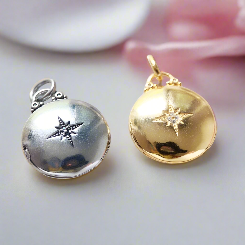 Round Punk Medallion with Star Locket Necklace-Black Diamonds New York