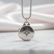 Round Punk Medallion with Star Locket Necklace-Black Diamonds New York