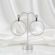 Round Retro Lab Created Ruby Punk Wind Drop Earrings-Black Diamonds New York