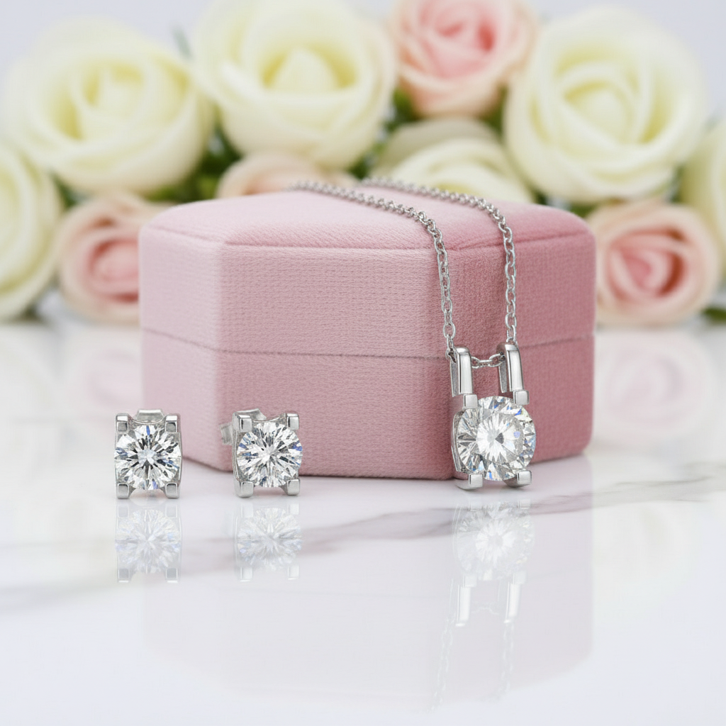 Round Shape Diamond Earrings and Necklace-Black Diamonds New York