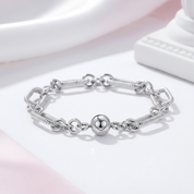 Round with Heart Bead & Paper Clips Bracelet-Black Diamonds New York