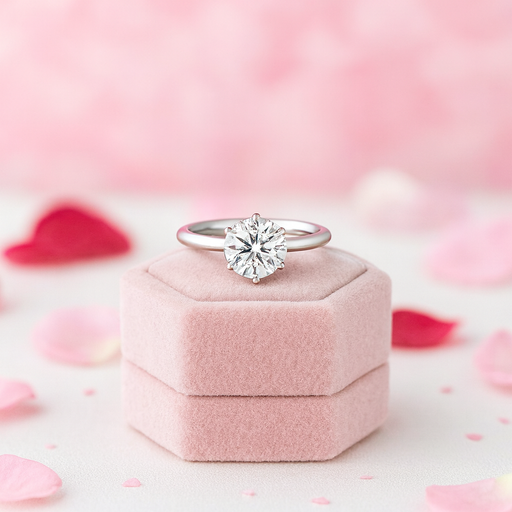 Classic Six Prong Solitaire Diamond Ring-Black Diamonds New York