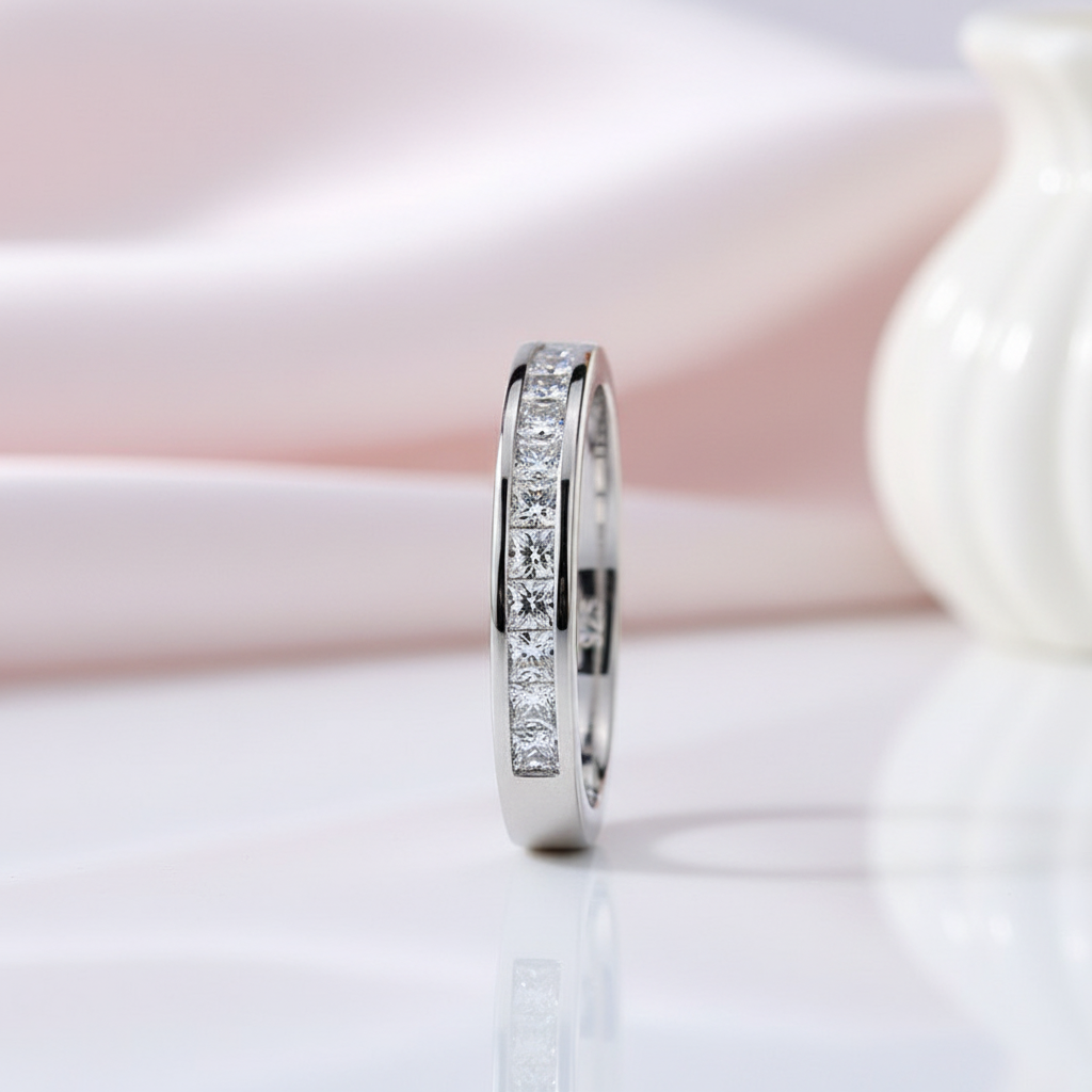Princess-Cut Diamond Option Channel-Set Half-Eternity Band-Black Diamonds New York