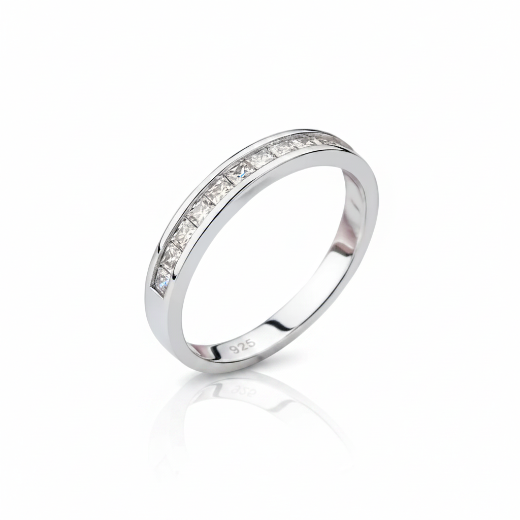 Princess-Cut Diamond Option Channel-Set Half-Eternity Band-Black Diamonds New York
