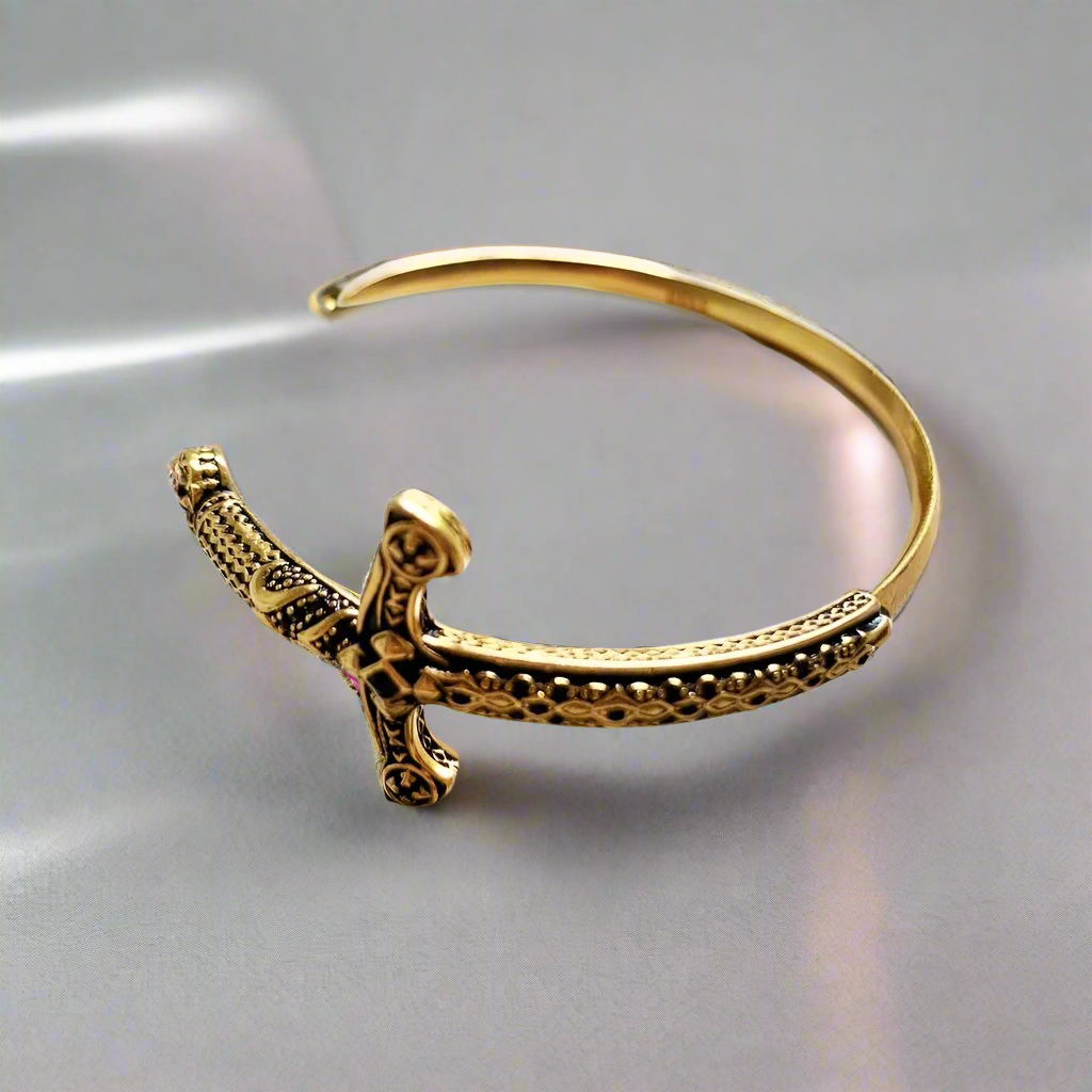 Royal Cross Sword Punk Bangle-Black Diamonds New York