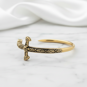 Royal Cross Sword Punk Bangle-Black Diamonds New York