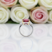 Ruby Radiant & Triangle Cut Three Stone Engagement Ring-Black Diamonds New York