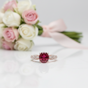 1.0 Ct Round Cut Red Diamond Option Engagement Ring-Black Diamonds New York