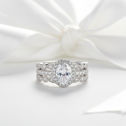 1.8ct Oval Cut Diamond Option Vintage Option Ring Set-Black Diamonds New York
