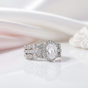 1.8ct Oval Cut Diamond Option Vintage Option Ring Set-Black Diamonds New York