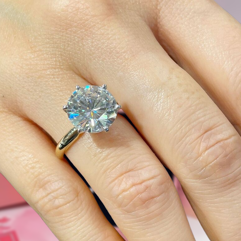 10ct Diamond Solitaire Six Prong Engagement Ring-Black Diamonds New York