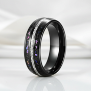 Sand and Stone Men's Tungsten Wedding Band-Black Diamonds New York