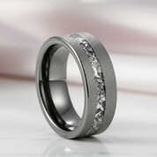 Sanded 8mm Black Tungsten Wedding Band-Black Diamonds New York