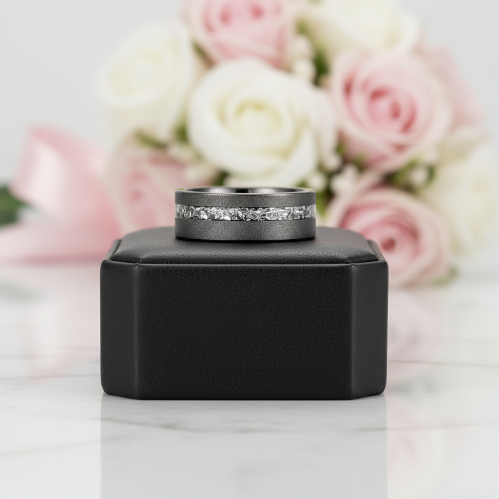 Sanded 8mm Black Tungsten Wedding Band-Black Diamonds New York