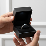Sandstone Inlay Men's 8mm Tungsten Wedding Band-Black Diamonds New York