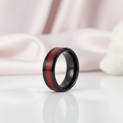 Sandstone Inlay Men's 8mm Tungsten Wedding Band-Black Diamonds New York