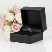 Sandstone Inlay Men's 8mm Tungsten Wedding Band-Black Diamonds New York
