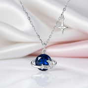 Saturn and Star Pendant with Diamond Necklace-Black Diamonds New York