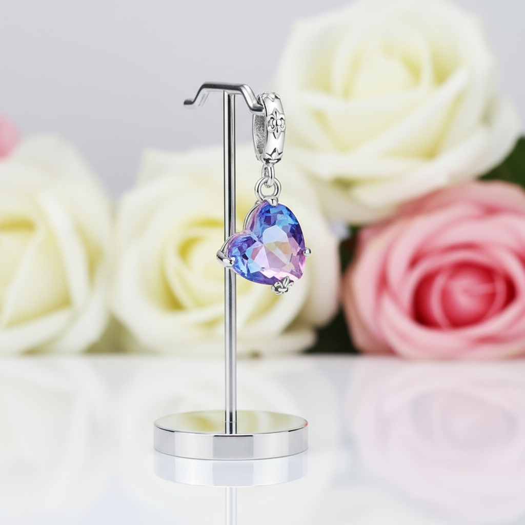 Saturn & Melting Heart Charm-Black Diamonds New York