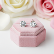 Shiny Diamond Classic Six Prong Earrings-Black Diamonds New York