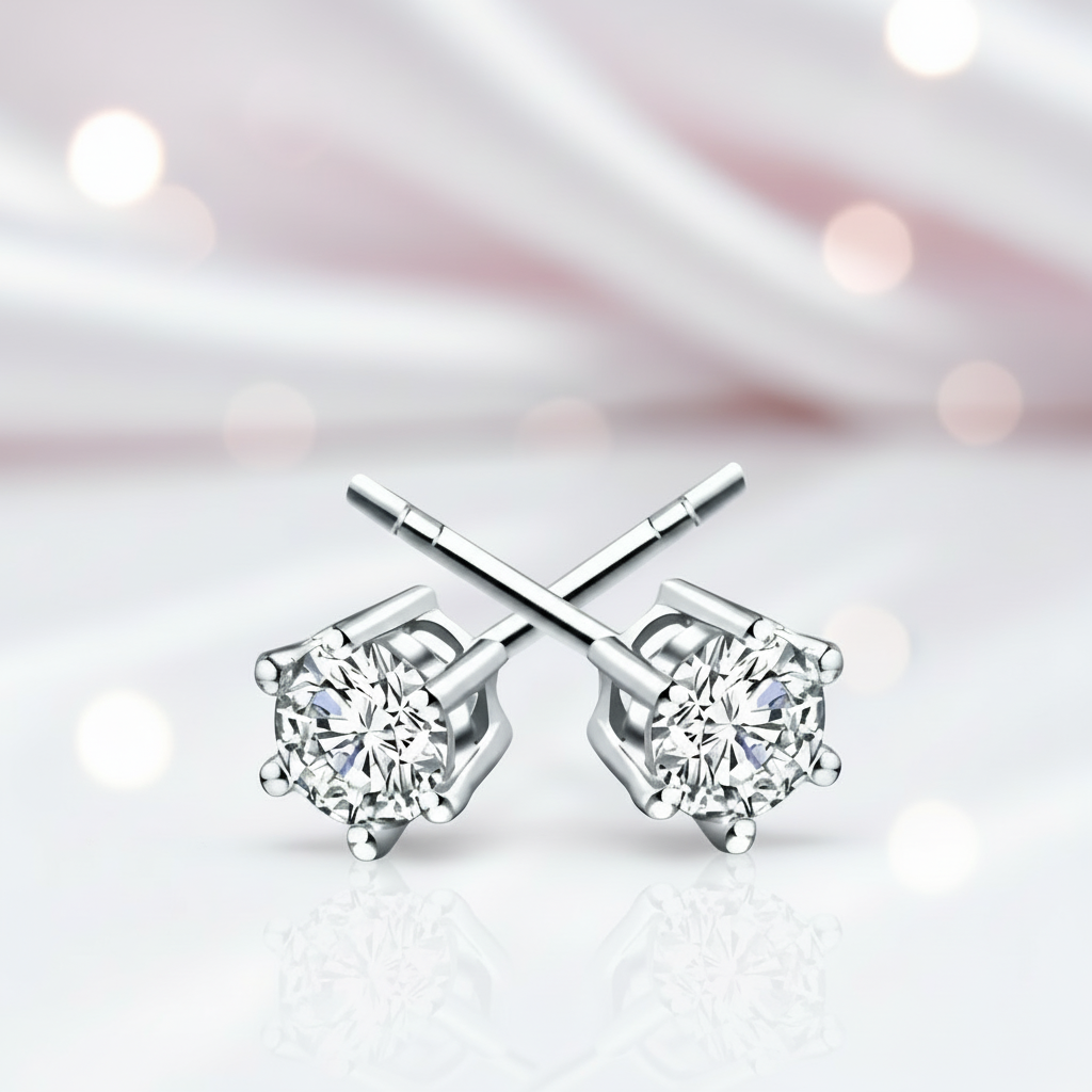 Shiny Diamond Option Classic Six Prong Earrings-Black Diamonds New York