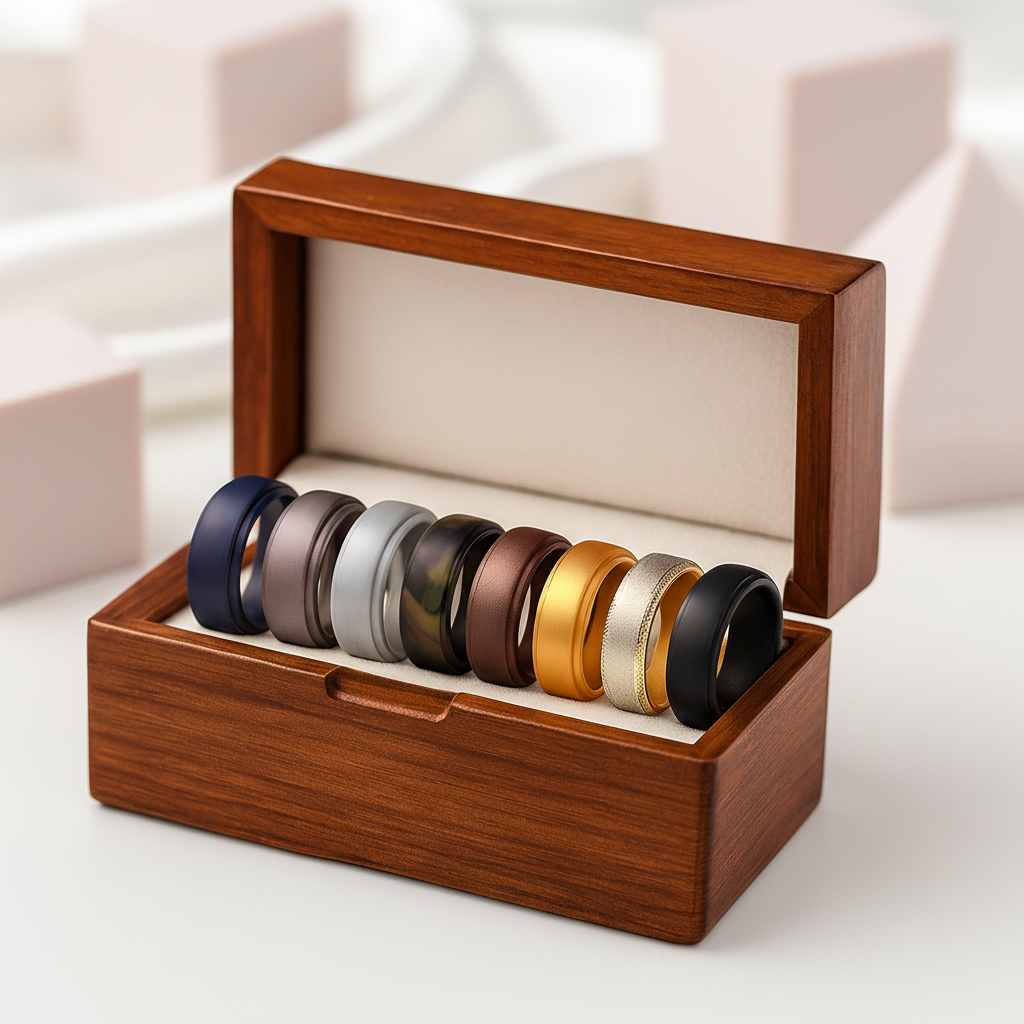 Sports Silicone Wedding Band Set-Black Diamonds New York