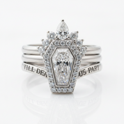 Until Death Ring Coffin Shape Diamond Wedding Rings
