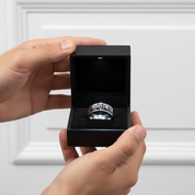 Silver & Black Gothic Flame Stainless Steel Ring-Black Diamonds New York